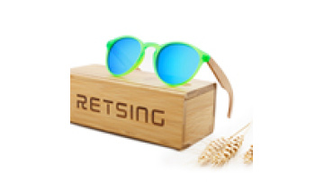 Kids Wood Polarized Round Sunglasses with Mirror Lenses1