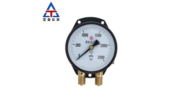 Double needle and double tube pressure gauge