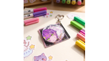 Professional Wholesale Custom  Most Popular Rotatable Acrylic Anime Theme Digital Printed Durable  Keychain Music Customized New1