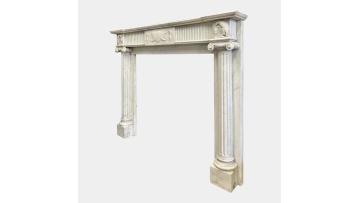 White Marble Fireplace Mantel with Fluted Columns