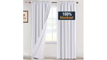 Double layers 100% polyester blackout grommets bedroom window fabric curtains for the living room1