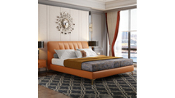 Italian style light luxury leather bed master bedroom double bed modern minimalist small apartment 1.8m wedding bed1
