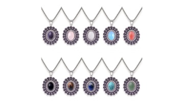 SN1823S Stainless Steel Oval Pendant Necklace