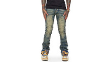 High Quality New Design Baggy Denim Stacked With Pocket Cotton Washed Flared Stacked Jeans1