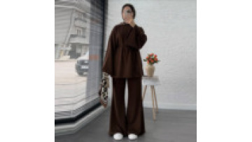 2026 Fall 100% Cotton Modest Muslim Women Tunic and Loose Pants 2 Piece Set Islamic Clothing Women Set Abaya Pants Set1