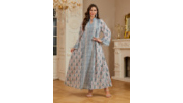 Modest Elegant Floral Printed Middle East Saudi Arabia Jalabiya Abaya Women Muslim Dress Dubai Abaya Long Sleeves Maxi Dress1