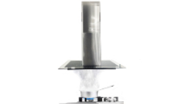 LED Ultra-Quiet with Blower Island-Mount Range Hood 940CFM Black Glass Stainless Steel Vent Hood Modern Europe Exhaust Hood1