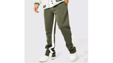 Custom Mens Flare Sweat Green Side Pocket Cargo French Terry Cotton Pants Men1