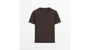 Women's versatile casual American basic cotton V-neck short sleeved T-shirt