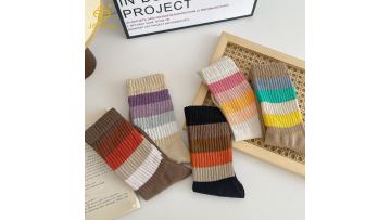 Korean version of forest bubble colored striped high tube pile socks