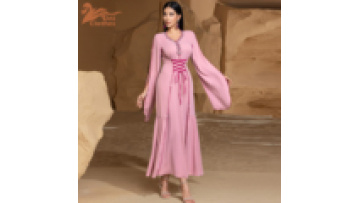 2025 New Fashion Evening Party Dress Islam Middle Eastern Sewing Diamond Robe Half Sleeve Abaya Femme Muslim V-neck Dresses1