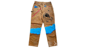 Men Standard Size Spray on Denim Jeans Six Pocket Mens Cotton Twill Trousers1