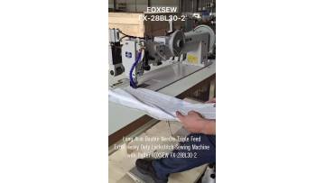 Long Arm Double Needle Triple Feed Extra Heavy Duty Lockstitch Sewing Machine with Puller FOXSEW FX-28BL30-2