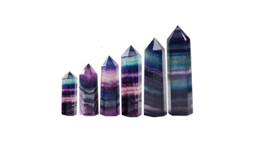 Rainbow Fluorite Single Pointed Hexagonal Prism Beads Ornament RB08SP1492