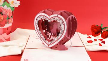 Red Heart 3D Pop-Up Valentine Card