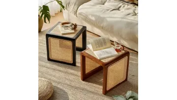 Vintage Rattan Side Table / Japanese Tatami Low Table1