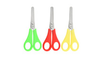Plastic Handle Stainless Steel Ruler Function Shears Blade Simple Safe Children Students Study Homework Scissors1