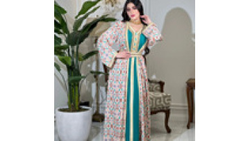 Modest Elegant Two Pieces Open Muslim Abaya Western Style Long Sleeve With Islamic Clothing New Model Dubai Abaya1