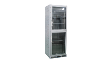 high-capacity double door display fridge