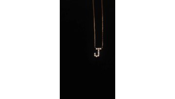 Simple design  fine jewelry 18K real gold lab diamond letter J pendant necklace for women1