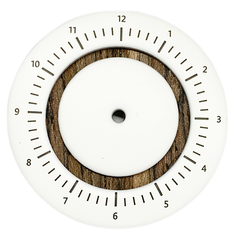 metal and wood mixed watch dial 