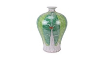 Unique Hand-Painted Chinese Cabbage and Butterfly Porcelain Vase - RYZG451