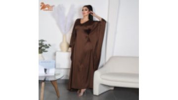 Muslim New Eid Dresses Solid Satin Batwing Big Sleeve Modest Kebaya Turkish African Women Abayas Saudi Clothing New Arrival1