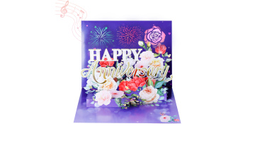 3D Anniversary Valentine's Day Lights Music Romantic Pop-up Card