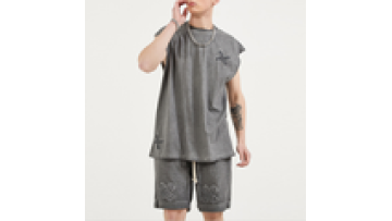Custom Two Piece Shirts and Shorts Set Clothing street Wear Short Acid Wash Sets for Men1