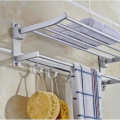 2 Layer Aluminum Wall-Mounted Shower Shelf Metal Bathroom Towel Coat Rack Shower Tray Bathroom Towel Bracket
