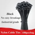 100 PCS Plastic nylon cable tie Self-locking Black Organiser Fasten Cable Wire Cable Zip Ties Loop Wire Wrap