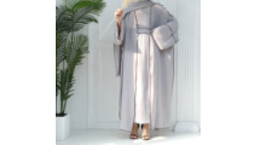 Wholesale Traditional Muslim Clothing Turkey Solid Islamic Abaya Dubai Long Muslim 3 Pieces Set Open Abaya Set1