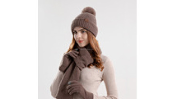 Unisex Winter Wear Set: Stylish Wool Hat, Scarf, and Glove Combo with Faux Pom Pom1