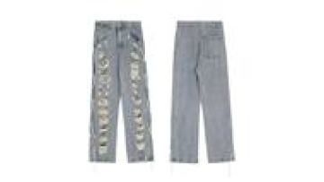 OEM Custom streetwear stack denim pants cotton baggy stacked jeans men Slimfit Denim pants for men1
