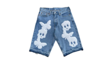 High Quality Men Hiphop Blank Puff Print Rhinestone Denim Shorts Cotton Short Pants for Men1