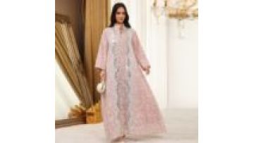 Ramadan Moroccan Floral Embroidery Abaya Dubai Beaded Bright Line Decoration Kaftan Luxury Woman Evening Dress1
