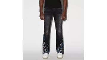 Mens Fashion Ripped Paint Slim Fit Flare Leg Pants Jeans Men Hip Hop1