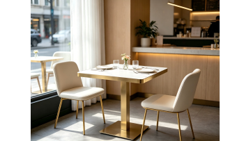 BR-25SDT01 -G2 Elegant Gold-Accented Modern Dining Table for Dining Spaces