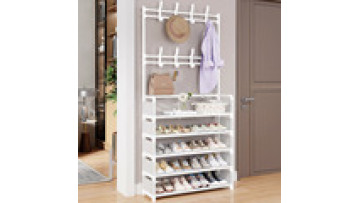 ZHIXIN Multi-layer Shoe Rack Floor to Floor Integrated Multi-Functional and Minimalist Clothes Rack Door Storage1