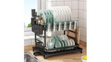 Hot Sale 2-Tier Folding Metal  Iron Dish Drying Rack Over-the-Sink Organization Holder Kitchen Counter Standing Home Storage1