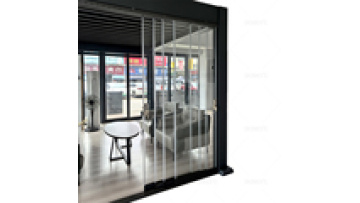 Aluminum Frameless Glass Stacking Sliding Door for Workshops1