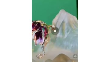 Purple iris metal brooch