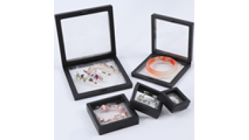 Wholesale custom logo 3d transparent suspension Pe film box Black jewelry box Earring necklace ring jewelry box1
