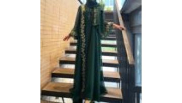 Fashion Dubai Turkey Chiffon Embroidery Long Women's Dresses Breathable Ethnic Islamic Clothing Modest Abaya With Hijab1