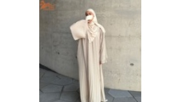 Wholesale Customized Autumn New Women Casual Dubai Pullover Robe Chiffon Pleated Dress African Islam Dubai Turkey Clothing1