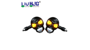 New Motorcycle Spotlight Skull Head LED Light White and Yellow Dual Color Work Light Off road Vehicle Modification light signal1