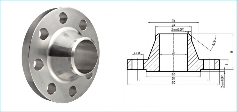 Weld Neck Flange Drawing 1