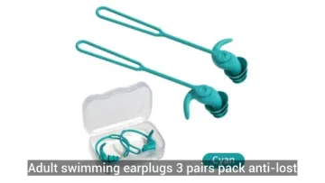 Adult Swimming Earplugs, 3 Pairs Pack, Anti-Lost, Waterproof, Reusable Silicone Swimming Earplugs1