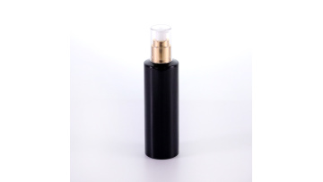 150ml flat shoulder black glass lotion bottle