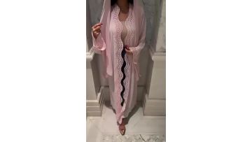 Elegant Crochet Trim Open Abaya (1)
